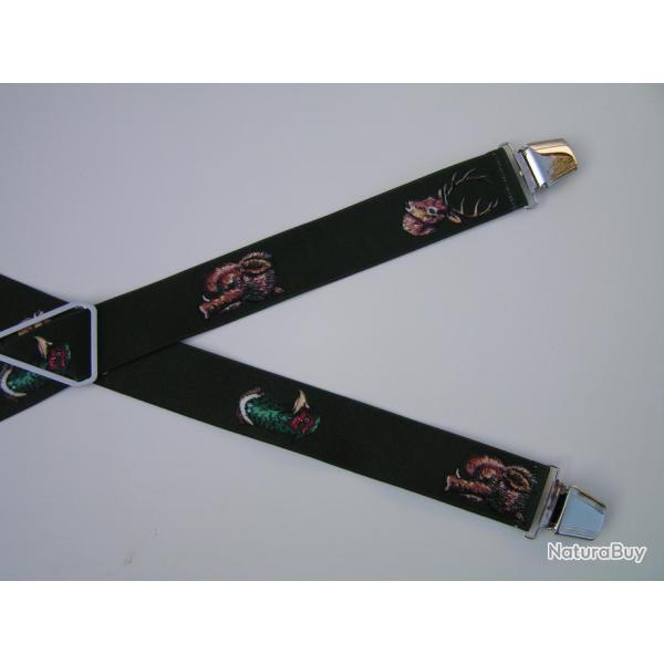 Bretelles  pinces rglables, motifs Sangliers, cerfs, Faisans n19