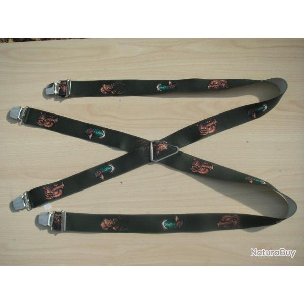 Bretelles � pinces r�glables, motifs Sangliers, cerfs, Faisans n�19