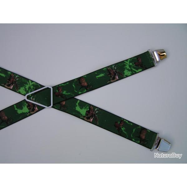 Bretelles  pinces rglables, motifs, caribous, lans, orignaux (10)