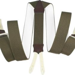 Bretelles r&eacute;glables &agrave; boutons de culotte, kaki.