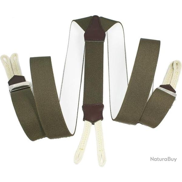 Bretelles r�glables � boutons de culotte, kaki.