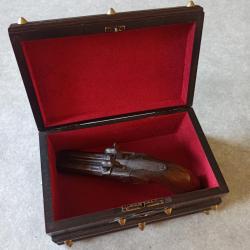 Pistolet &agrave; percussion canons juxtapos&eacute;s dit "de coffre" ou "Louis Philippe" vers 1840/50 en coffret