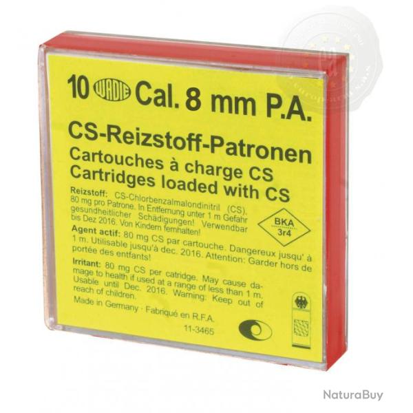 Boite de 10 Cartouches de Dfense Cal. 8 mm  GAZ  CS