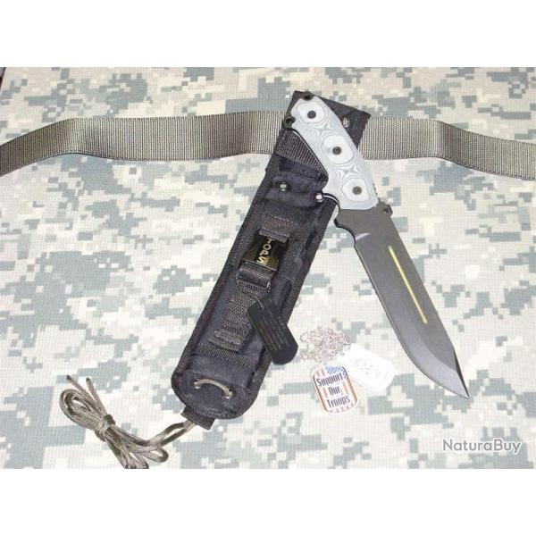 Couteau de Survie Tops Knives Tops Steel Eagle Lame Acier 1095 Manche Micarta Etui Nylon USA TP107E