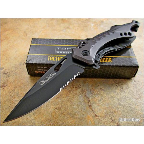 Couteau de Bicker Ouverture Assist�e Brise Vitres & Tournevis Tac Force TF705GY