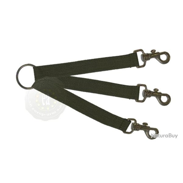 Accouple nylon vert pour trois chiens