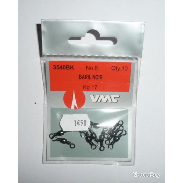 Emerillons N�8 R�f: 3540BK baril noir par 10