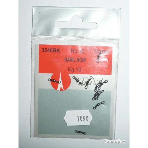 Emerillons N�16 R�f: 3540BK baril noir par 10