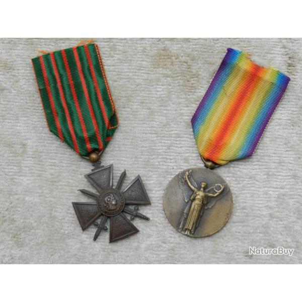 LOT : CROIX de GUERRE 1914-1918 + MEDAILLE INTERALLIES ...  #.5