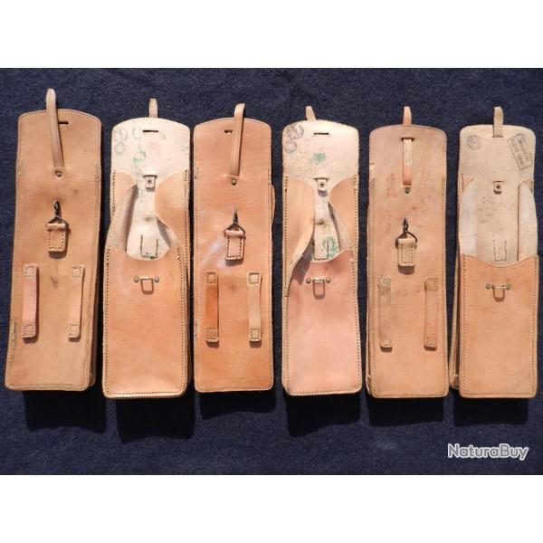 1-UNE TRES ANCIENNE PAIRE PORTE CHARGEUR CUIR MAT 49 + MANUEL 1949