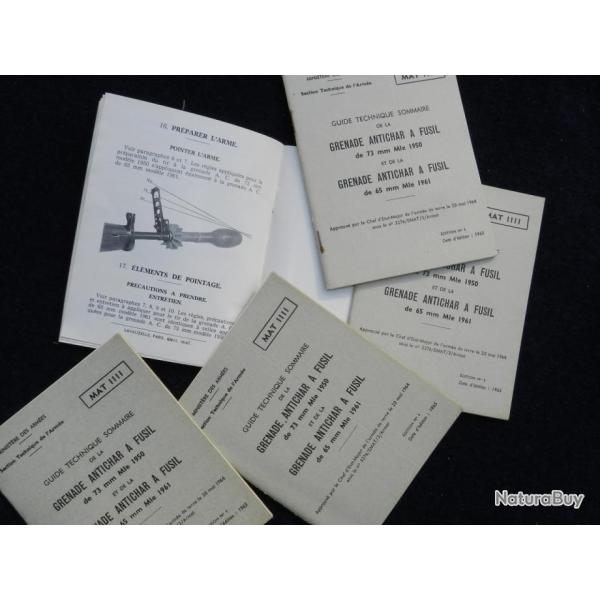 MANUEL GRENADES ANTICHAR  �  FUSIL 73 mm mod�le 1950  dat� 1965 ......