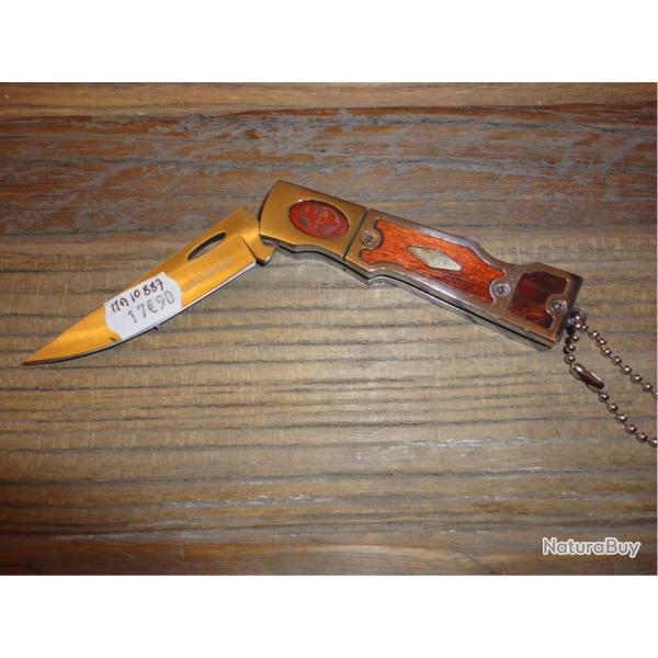 Couteau de poche Orn de bois sculpt tte de vache