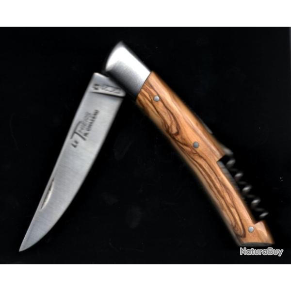 TIRE BOUCHON le THIERS Couteau    Bois d'OLIVIER  Grav� au Pr�nom