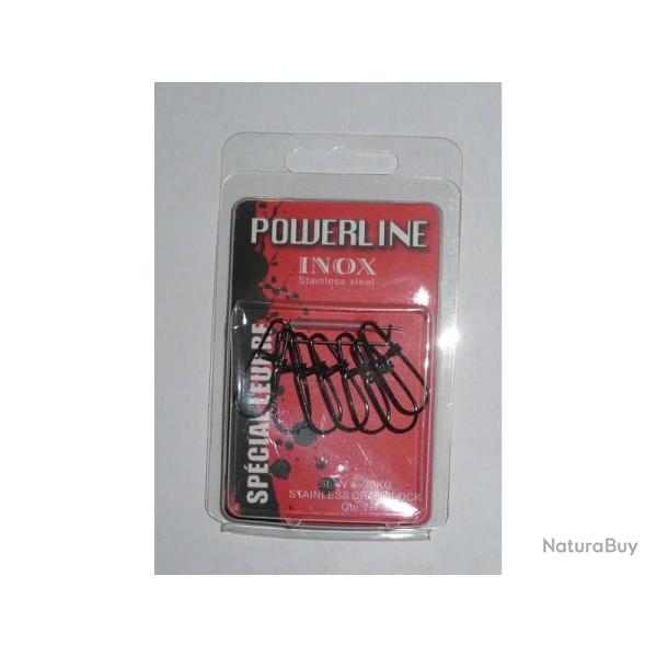 Emerillons POWERLINE N�5 Agrafe grande ouvert inox par 7