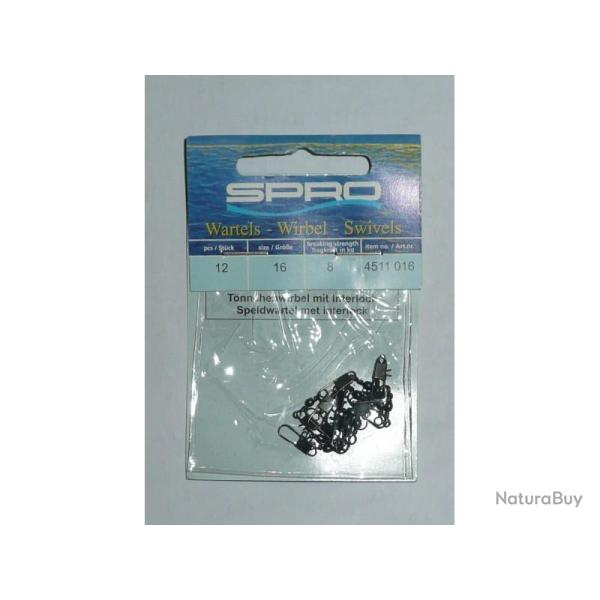 Emerillons SPRO N�16 R�f: 4511016 baril + agrafe par 12