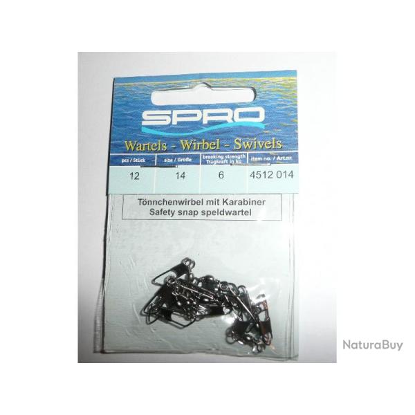 Emerillons SPRO N�14 R�f: 4512014 baril + agrafe par 12