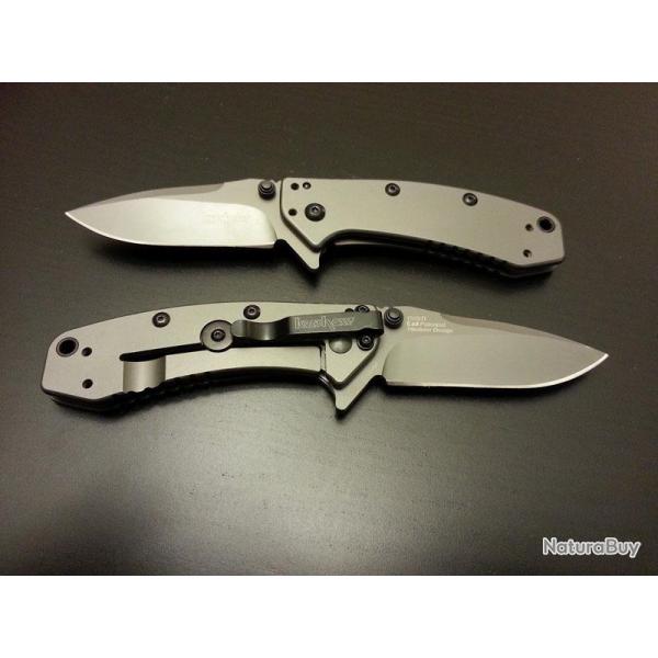 Couteau Kershaw Cryo Ouverture Assist�e Acier 8Cr13Mov Titane Manche Acier Titante KS1555TI