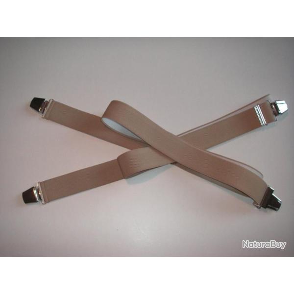 Bretelles  pinces rglables coulissantes, marron clair