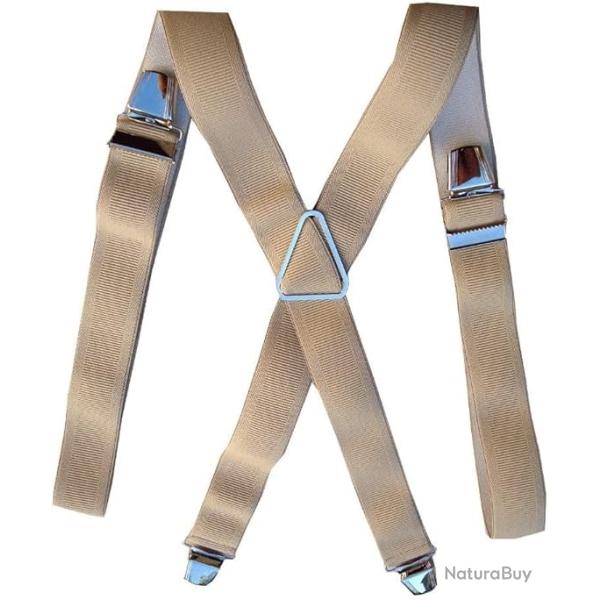 Bretelles � pinces r�glables coulissantes, beige