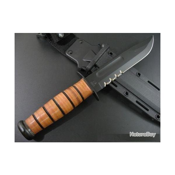 Couteau Tactical KABAR Serrated Ka-Bar U.S. Army Fighting Carbone 1095 Etui Kydex Made In USA KA5019