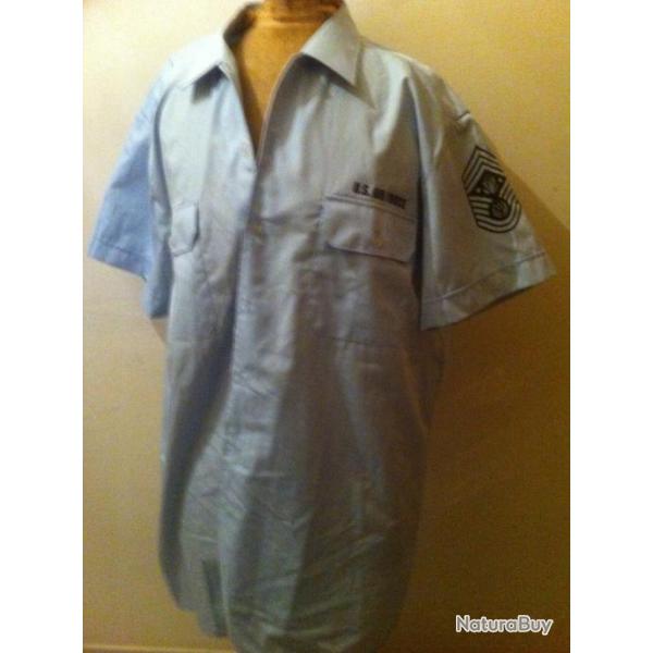 Chemisette  BLEU CIEL occasion Taille SMLXLXXL style U.S.AIR FORCE galon manche