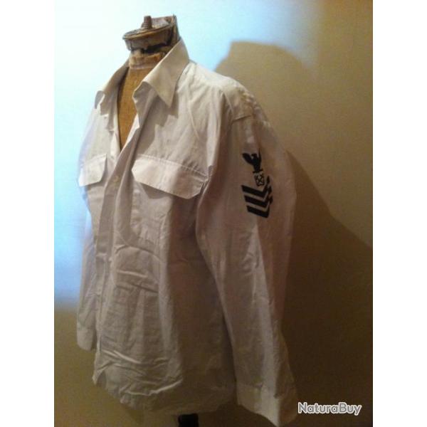 Chemise  blanche occasion Taille SMLXLXXL style U.S NAVY GALON manche