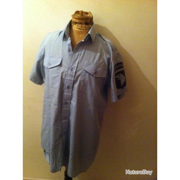Chemisette  bleu ciel occasion Taille SMLXLXXL style U.S AIRBORNE LOGO manche