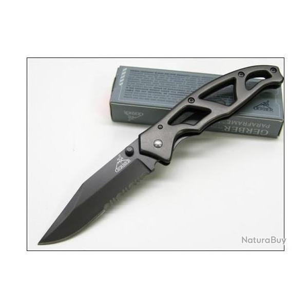 Couteau GERBER PARAFRAME 1 I Acier Carbone Titane Serrated Edge G8445