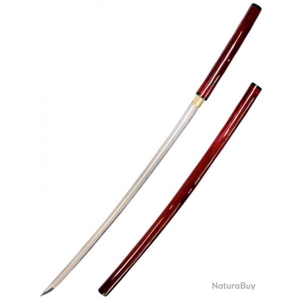 KATANA  (Shirasaya Bois  Laqu Rouge vernis )  Lame DAMAS  gorge