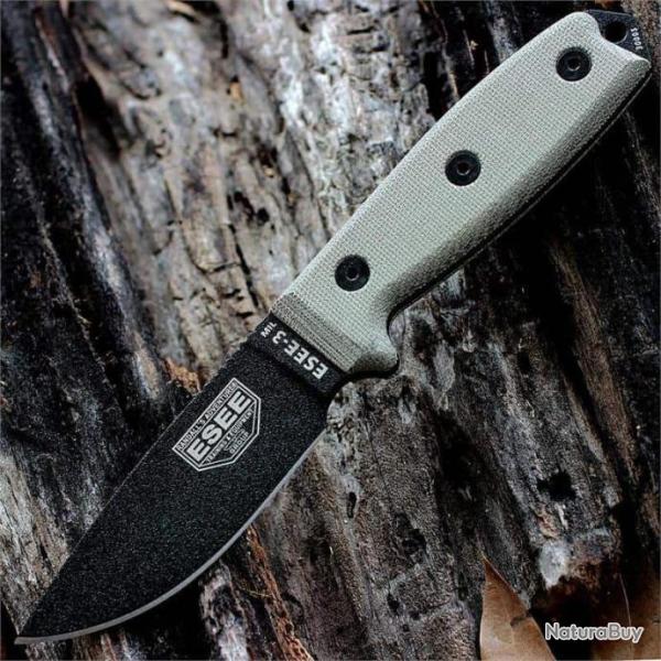 ES3MILPB ESEE Carbone 1095 Made In USA - Couteau de Combat & Survie ESEE Model 3MIL