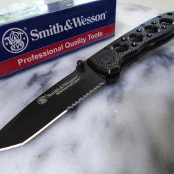 Couteau SMITH&WESSON ExtremeOps Tactical Lame Tanto Acier 7Cr17MoV Serr Linerlock Clip SW5TBS