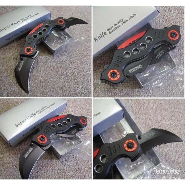 Couteau 2 pi�ces Speed Assist TAC-FORCE Karambit Acier Carbone TF669BK
