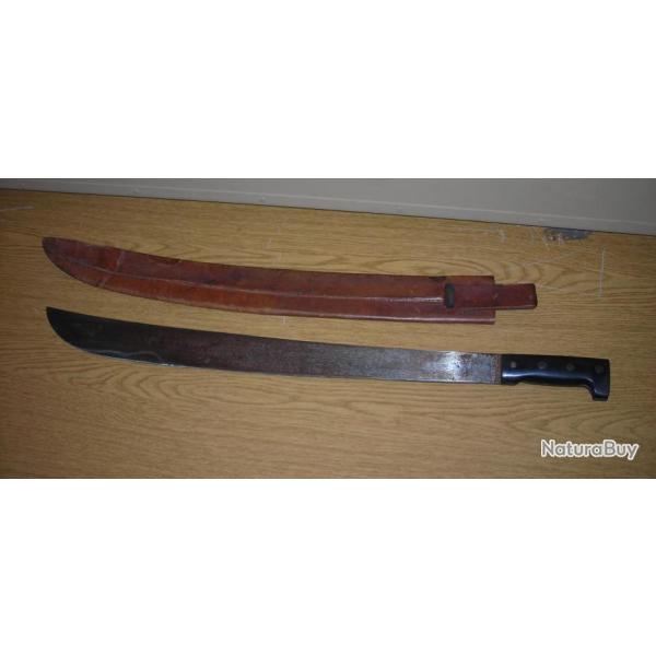 RARE ORIGINAL AUTHENTIQUE US ARMY WW2 MACHETTE LEGITIMUS COLLINS ETUI CUIR EN EXCELLENTE CONDITION