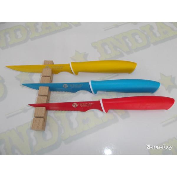 Couteaux de Table Professionnelle de CUISINE � Bout POINTU de Couleur  R / B / J