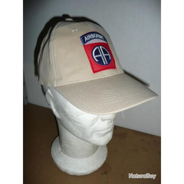 Casquette beige AIRBORNE 82 nd ( ALL AMERICAN paratrooper d-day normandie usa US AIRSOFT PAINTBALL