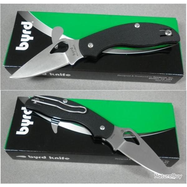 Couteau Spyderco Byrd Tern Folder Lame Acier 8Cr13Mov Manche G-10 BY23GP