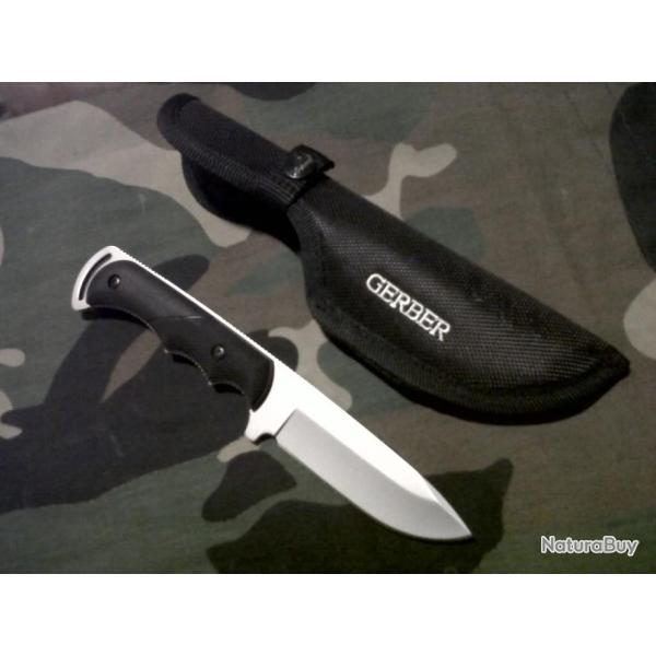 Couteau de Survie Gerber Freeman Guide Lame Acier Inox Manche Fibre de Nylon TacHide G0588