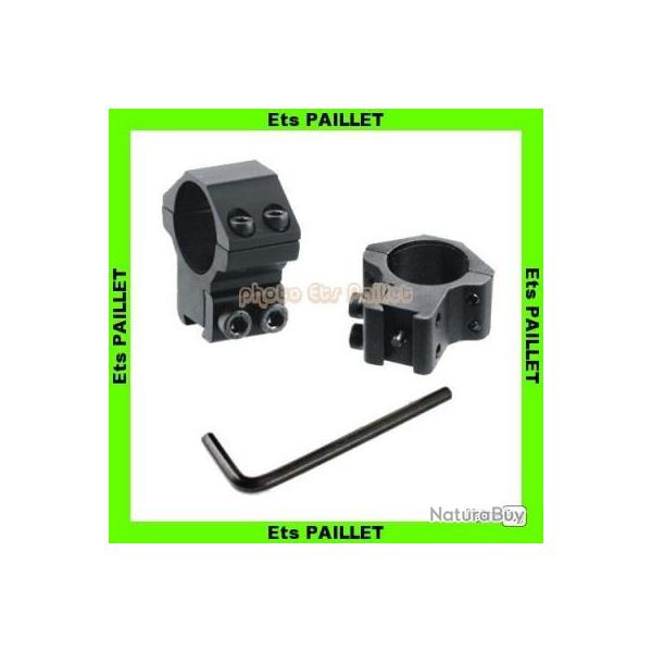 Anneaux de montage Renforc�s Diam�tre 30 mm pour Rail 11 mm Medium/Haut avec pointeau anti-recul