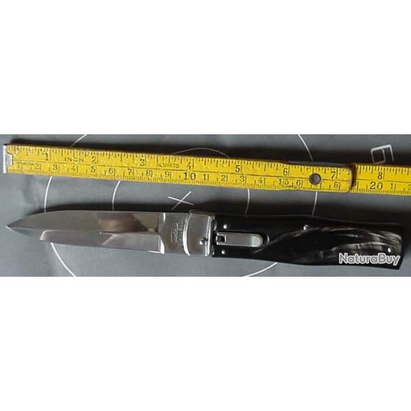 Couteau Automatique MIKOV Prdator Manche Corne Acier Inox + Etui Cuir Made Rpublic CZECH M241NR1