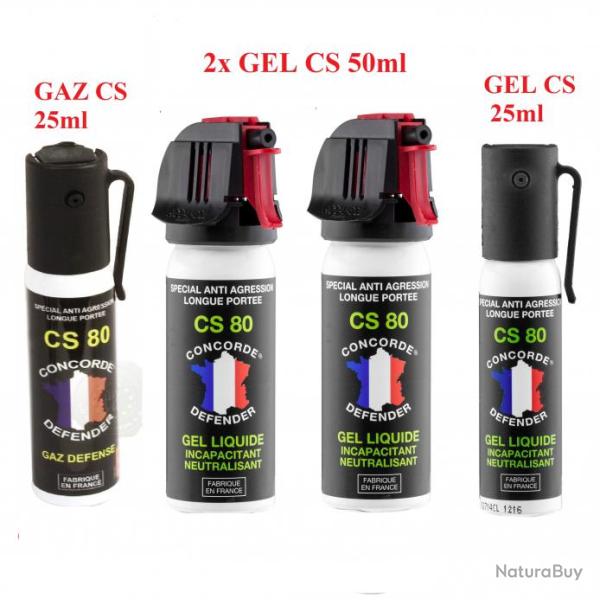 LOT de 4 Bombes Anti-Agression GEL et GAZ