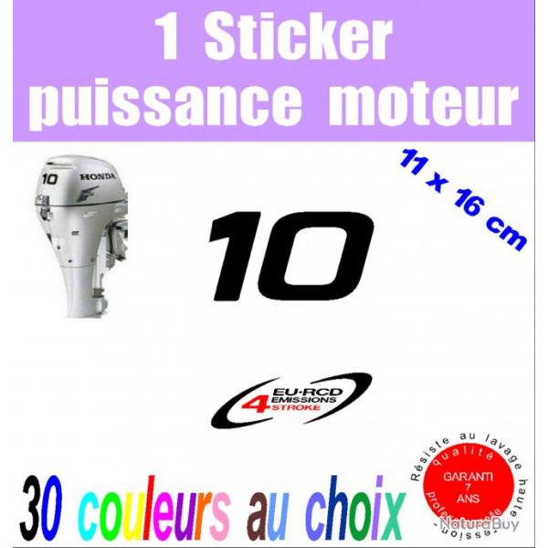 1 sticker HONDA puissance moteur 10 cv srie 2 hors bord bateau barque pche