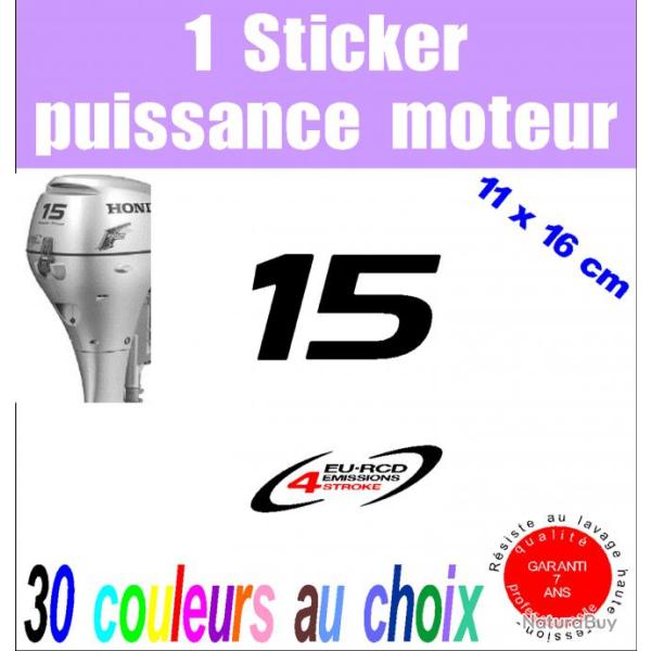 1 sticker HONDA puissance moteur 15 cv srie 2 hors bord bateau barque pche