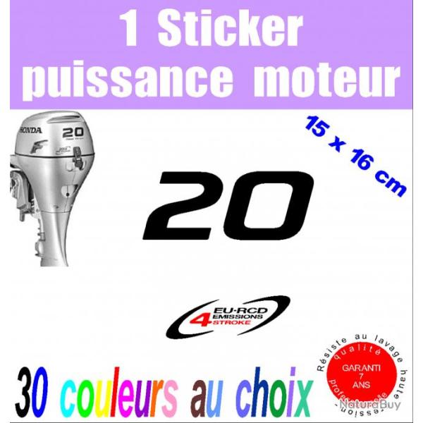 1 sticker HONDA puissance moteur 20 cv srie 2 hors bord bateau barque pche