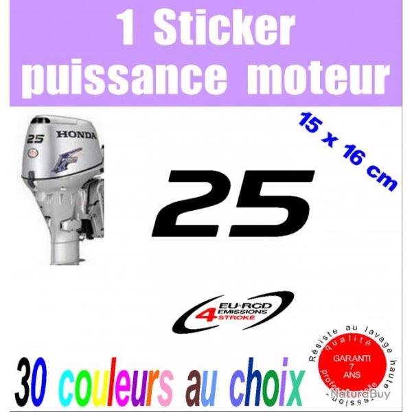 1 sticker HONDA puissance moteur 25 cv srie 2 hors bord bateau barque pche