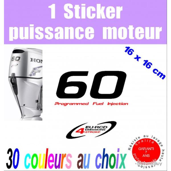 1 sticker HONDA puissance moteur 60 cv srie 2 hors bord bateau barque pche