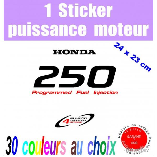 1 sticker HONDA puissance moteur 250 cv srie 2 hors bord bateau barque pche