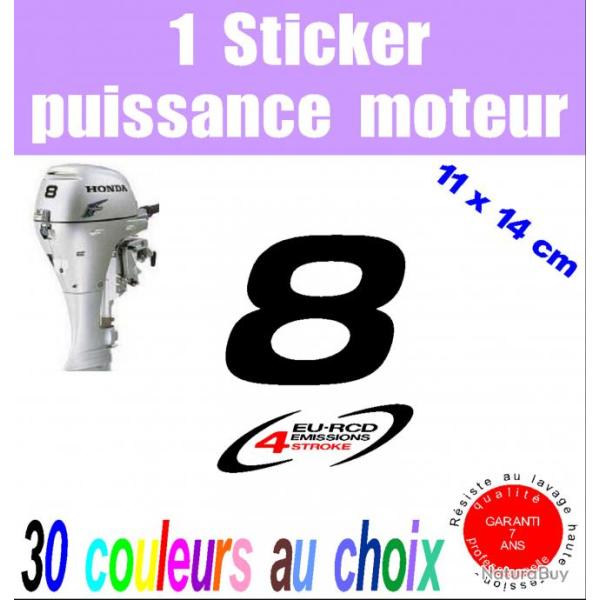 1 sticker HONDA puissance moteur 8 cv srie 2 hors bord bateau barque pche