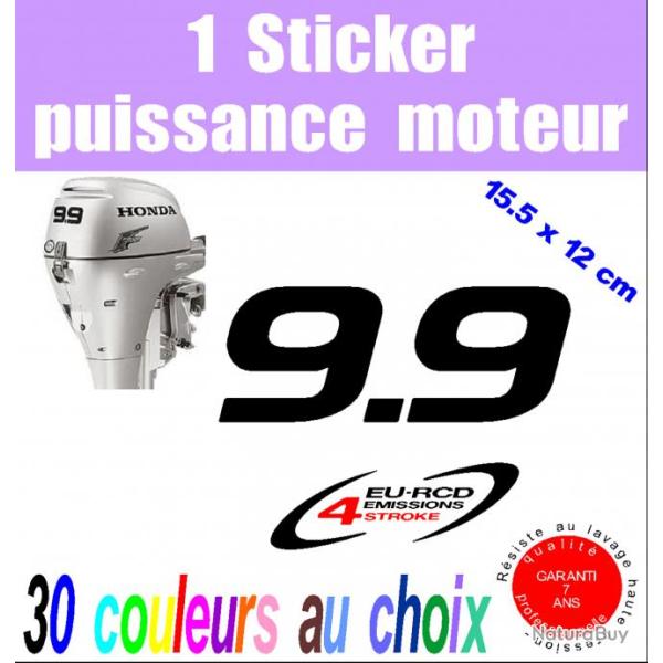 1 sticker HONDA puissance moteur 9.9 cv srie 2 hors bord bateau barque pche