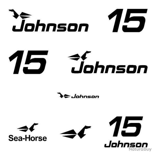 1 kit sticker JOHNSON capot moteur 15 cv srie 0 hors bord bateau barque pche