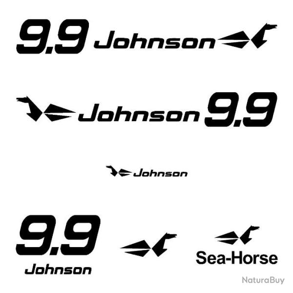 1 kit sticker JOHNSON capot moteur 9.9 cv srie 0 hors bord bateau barque pche